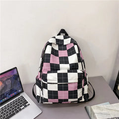Plaid Women Backpack College Student Backpack Teenage Girl School Bags