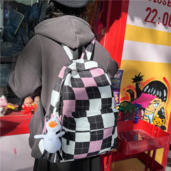 Plaid Women Backpack College Student Backpack Teenage Girl School Bags
