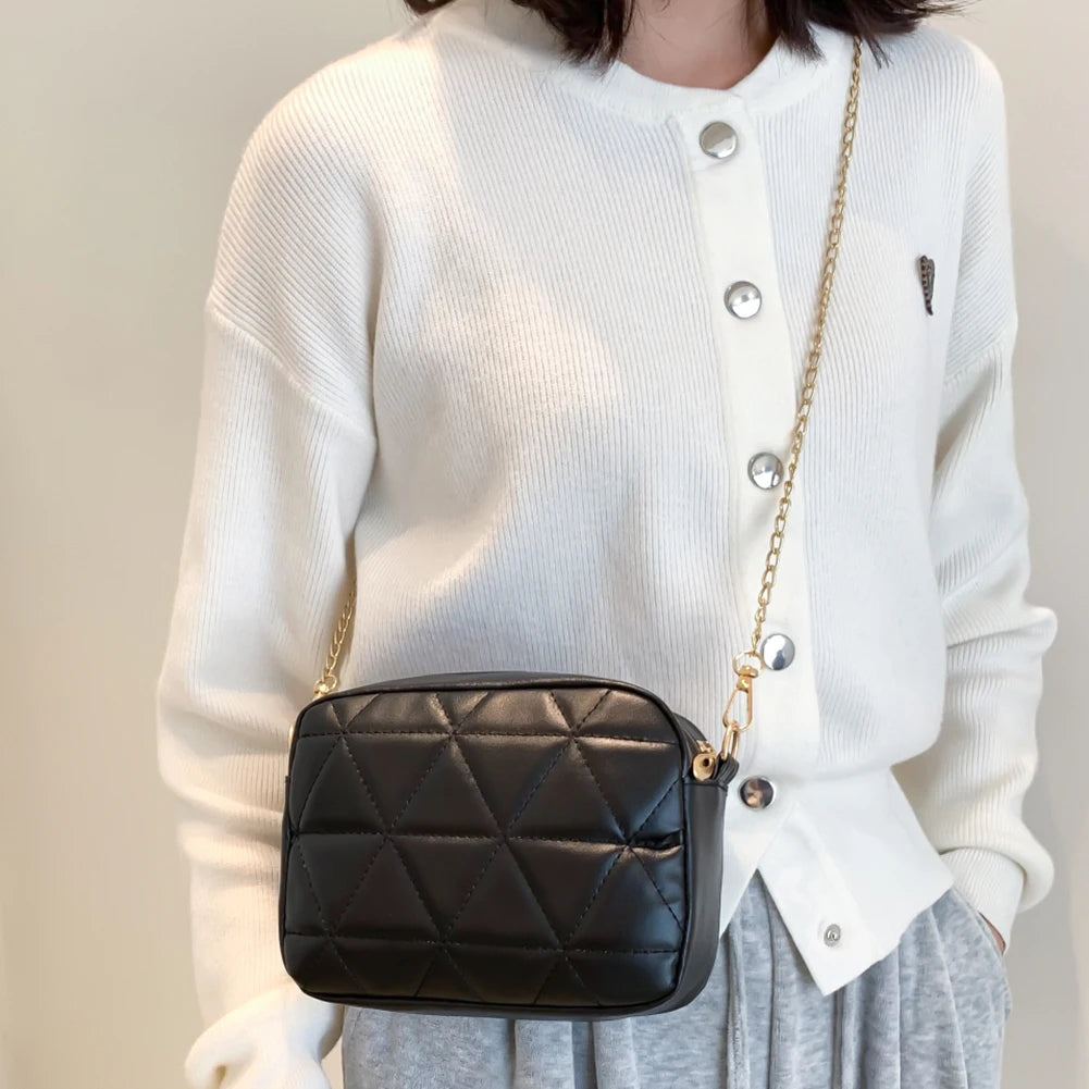 Plaid Women Crossbody Bag Casual Chain Female Underarm Bag