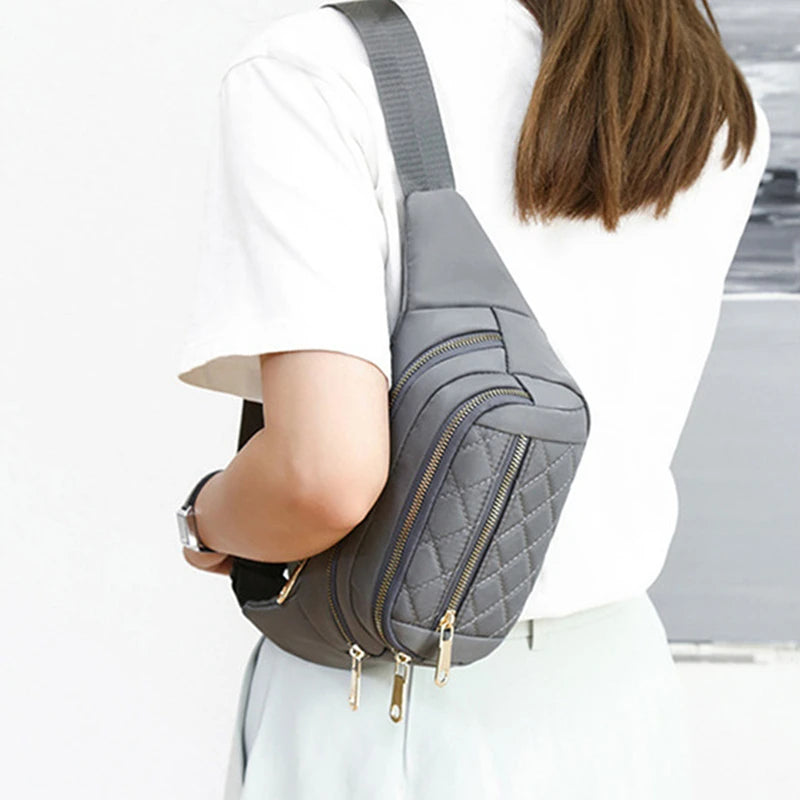 Plaid Women Waist Bag Waterproof Belt Bag Outdoor Crossbody Chest Bag Female