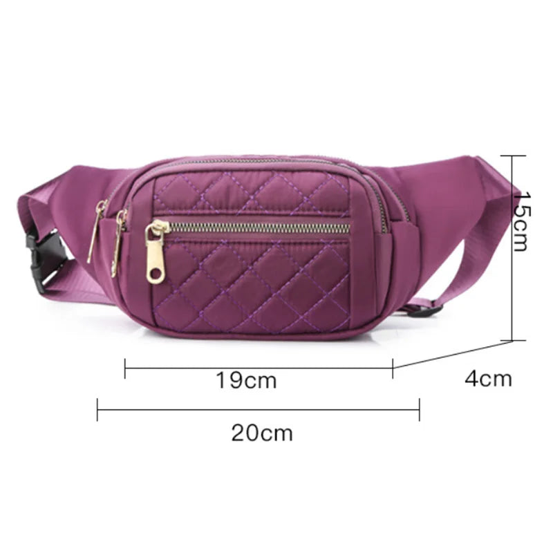 Plaid Women Waist Bag Waterproof Belt Bag Outdoor Crossbody Chest Bag Female