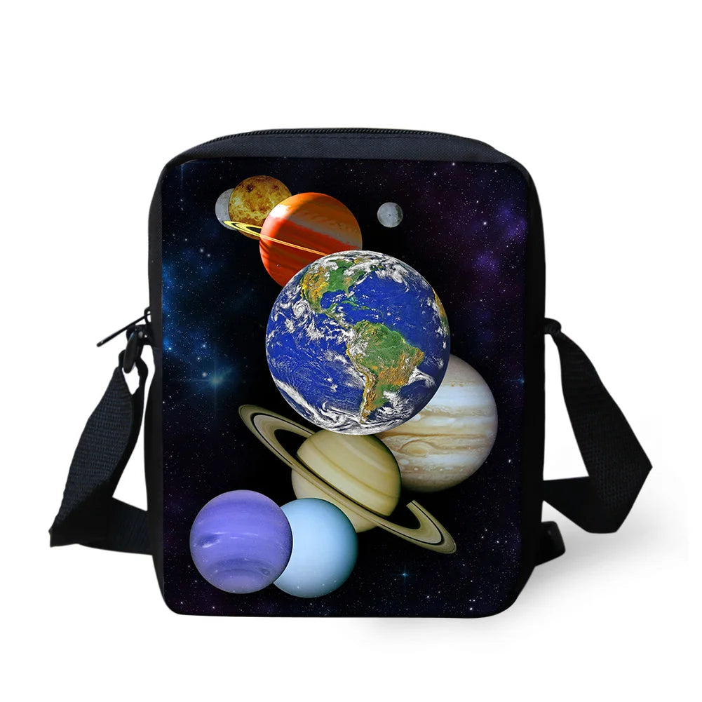 Planet Style Pattern Kids Messenger Bag Casual Cross-body