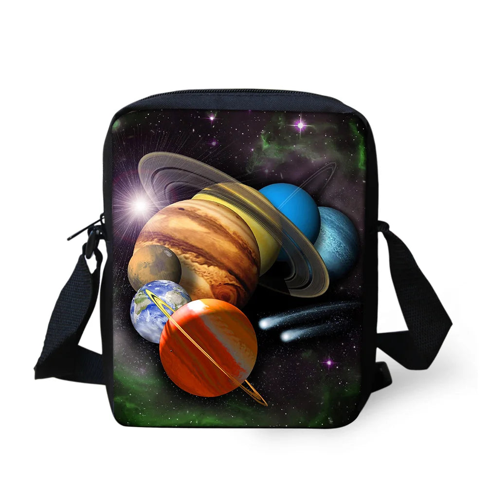Planet Style Pattern Kids Messenger Bag Casual Cross-body