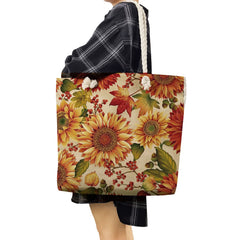 Sunflower Print Beach Tote Eco Reusable Handbag for Women