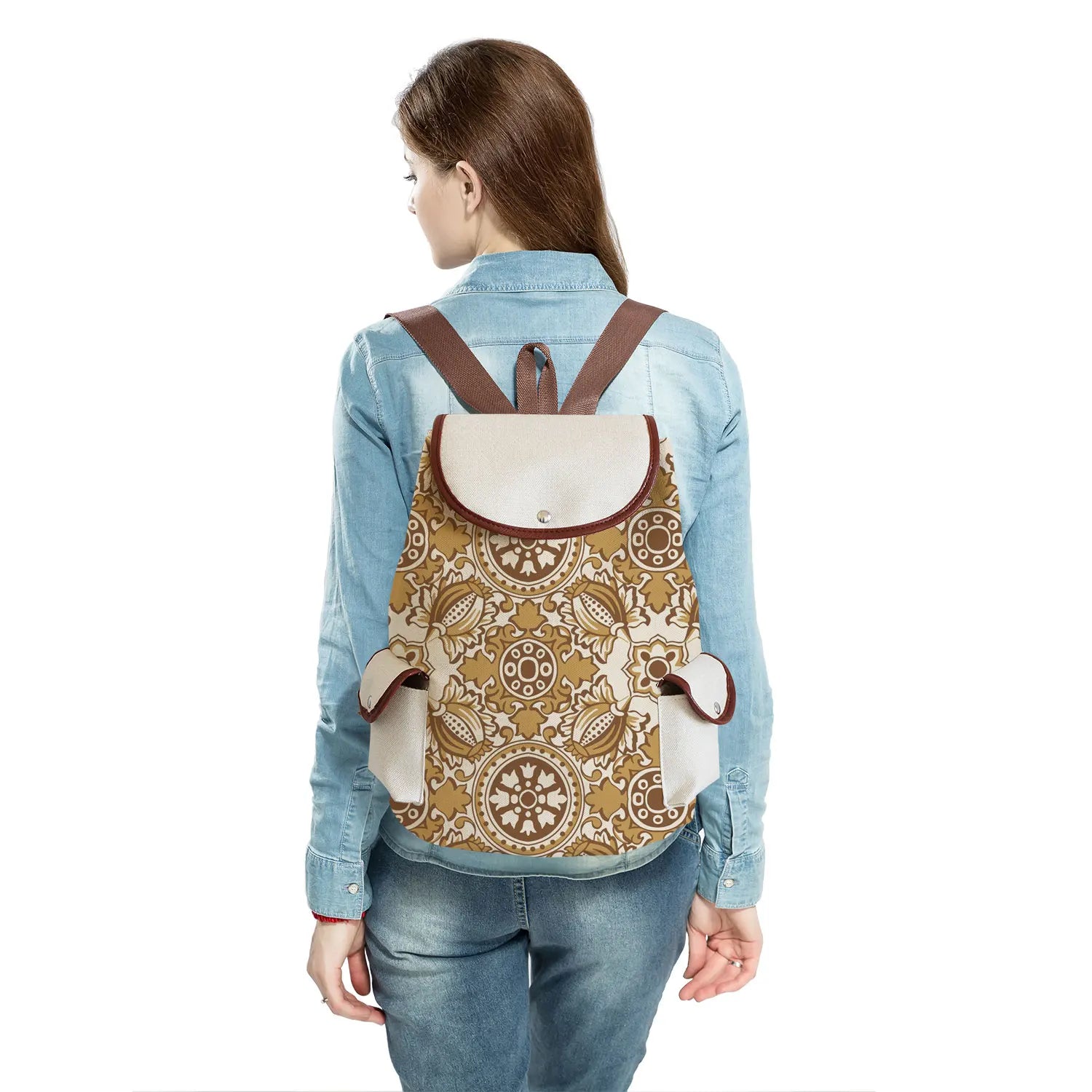 Plant Printed Floral Eco Friendly Large Capacity Women Backpack