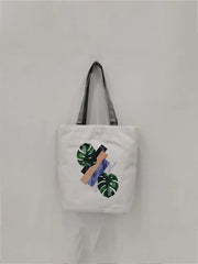 Plant Printed Handbag Leaves Shoulder Bag For Women Tote Bag Multifunction
