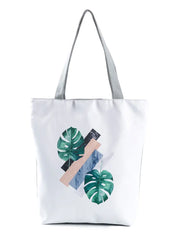 Plant Printed Handbag Leaves Shoulder Bag For Women Tote Bag Multifunction