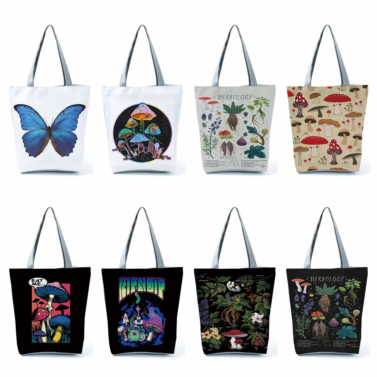 Mushroom Printed Plant Tote Reusable Bag
