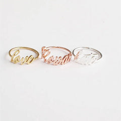 Personalized Name Rings Wedding Jewelry Stainless Steel Couple Nameplate