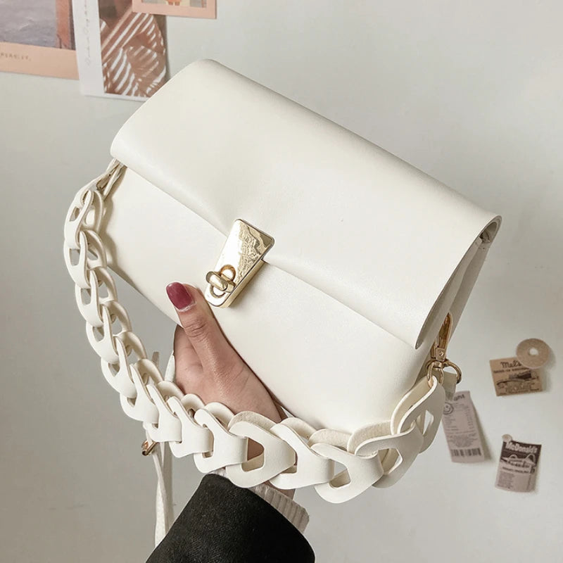 Pleated Belt Pu Leather Crossbody Bag For Women