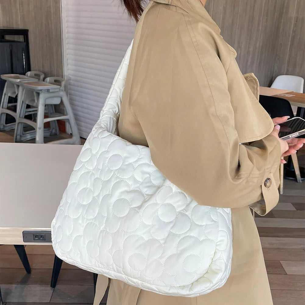 Pleated Bubble Shoulder Crossbody Bag Large Capacity Handbag