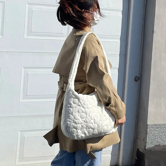 Pleated Bubble Shoulder Crossbody Bag Large Capacity Handbag