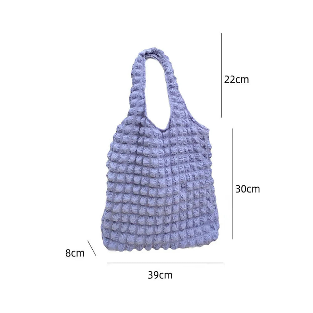 Pleated Bubbles Messenger Shoulder Bag Women Soft Cloth Handbag