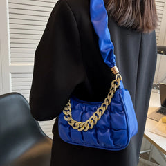 Pleated Cloud Bag Embroidery Shoulder Bag Chains Underarm Bag