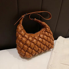 Pleated Down Bag Women's Winter Embroidery Shoulder Cross-body Bag