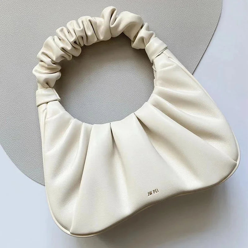 Pleated Handlebags for Women PU Bags Leisure Armpit Bag