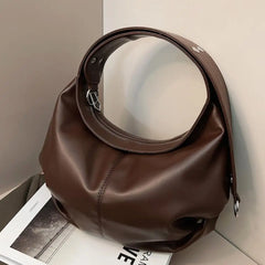 Pleated Large Capacity Tote Bag Winter PU Leather Women's Handbag