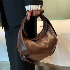 Pleated Large Capacity Tote Bag Winter PU Leather Women's Handbag