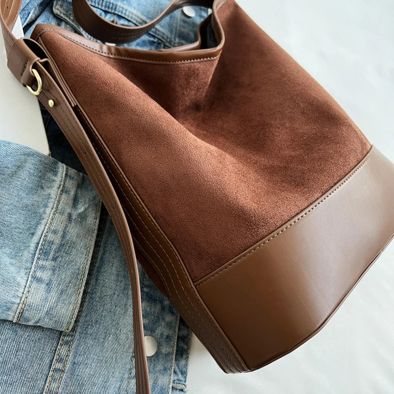 Pleated Leather Large Bag Shopping Bag Soft One Shoulder Backpack