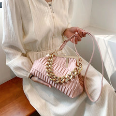 Pleated Hand Bags Crossbody Clip Handbag for Women
