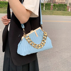 Pleated Hand Bags Crossbody Clip Handbag for Women