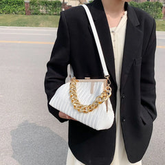 Pleated Hand Bags Crossbody Clip Handbag for Women