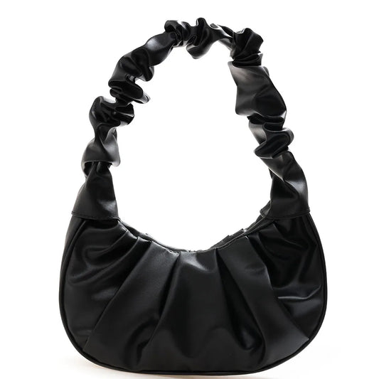 Pleated PU Shoulder Underarm Bag Women Large Top-handle Summer Leisure