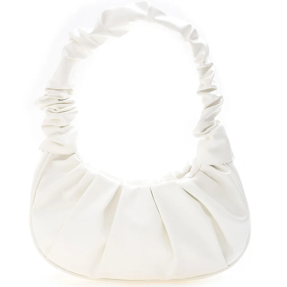 Pleated PU Shoulder Underarm Bag Women Large Top-handle Summer Leisure