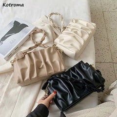 Pleated Ruched Shoulder Bag Chain Cross Body Flap Bag