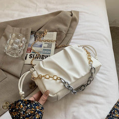 Pleated Square Armpit Bag Soft PU Leather Women's Shoulder Messenger Bag