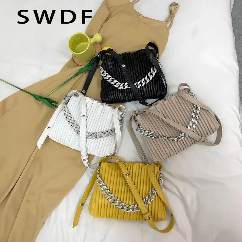 Thick Chain Shoulder Bag, PU Leather Women's Handbag Messenger