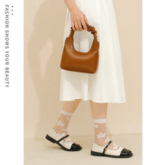 Pleated Top Handle Women's Handbag Soft Pu Leather Shoulder Crossbody Bags