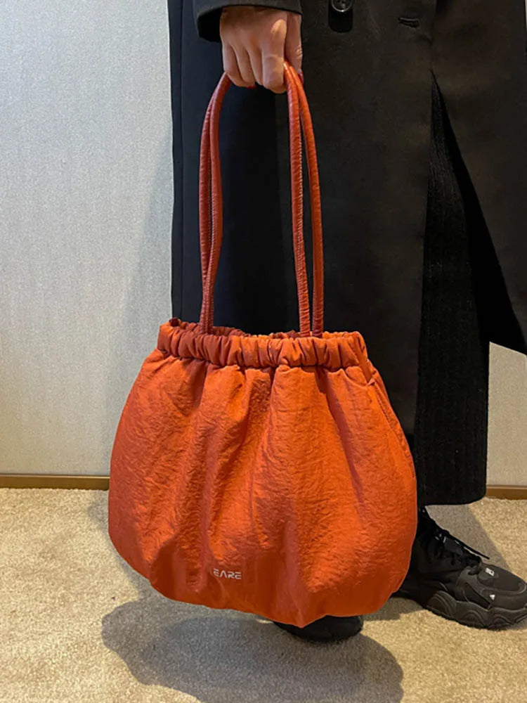 Pleated Women's Shoulder Bag Large Capacity Shopper Handbags