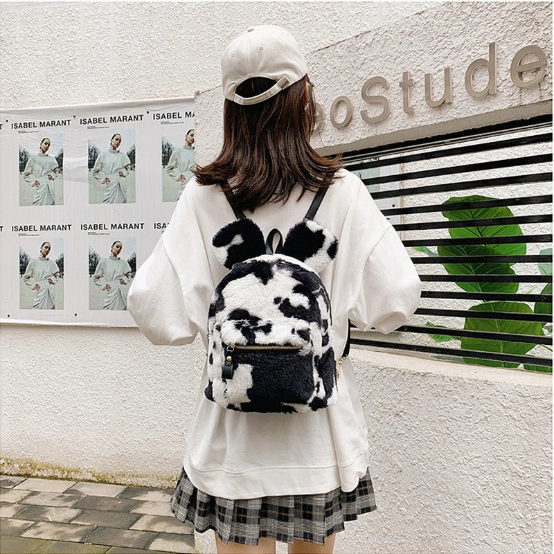 Female Wild Rabbit Ears Mini Backpack Kid's Plush Bag