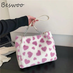 Fluffy Cow Print Tote Bag for Women