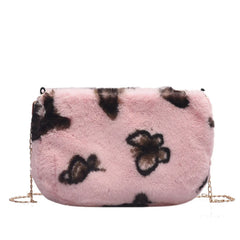 Leopard Print Plush Cross Body Bag for Women