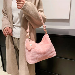 Soft Crossbody Bag for Women with Flower Pendant