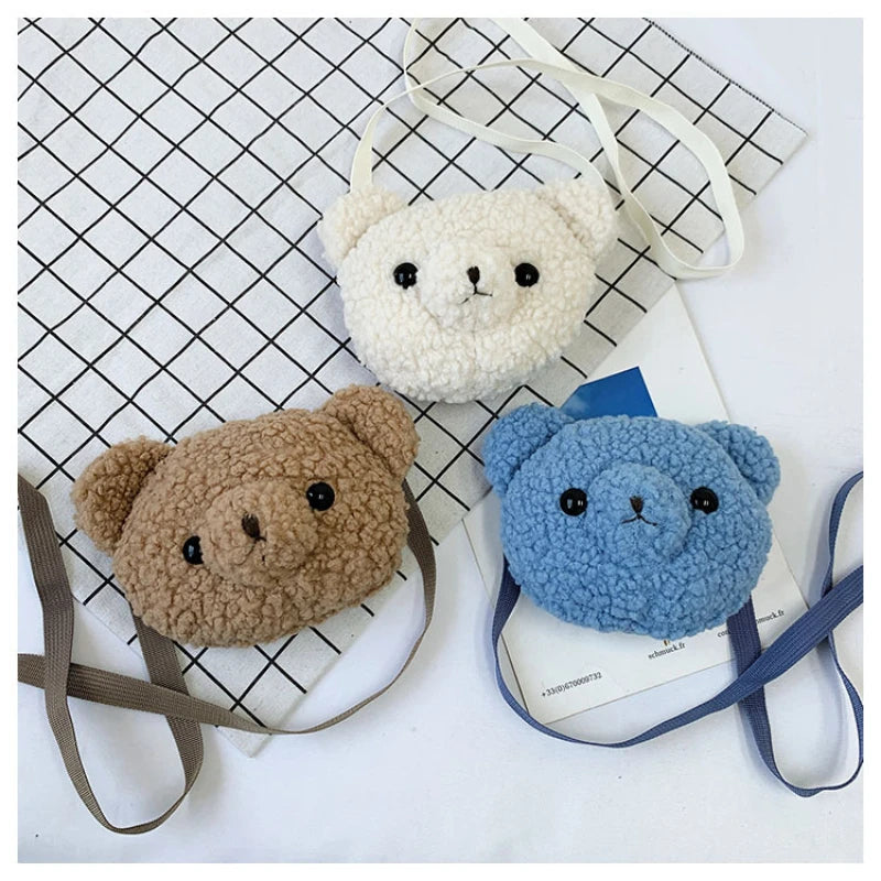 Cartoon Bear Head Shoulder Bag Soft Large Capacity