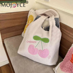 Cherry Cartoon Underarm Bag Fluffy Soft Casual