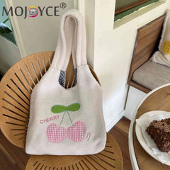 Cherry Cartoon Underarm Bag Fluffy Soft Casual
