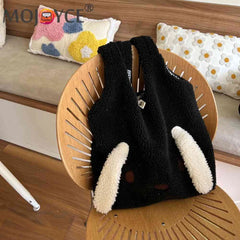 Fluffy Female Underarm Bag Animal Pattern Large Capacity Soft for Party