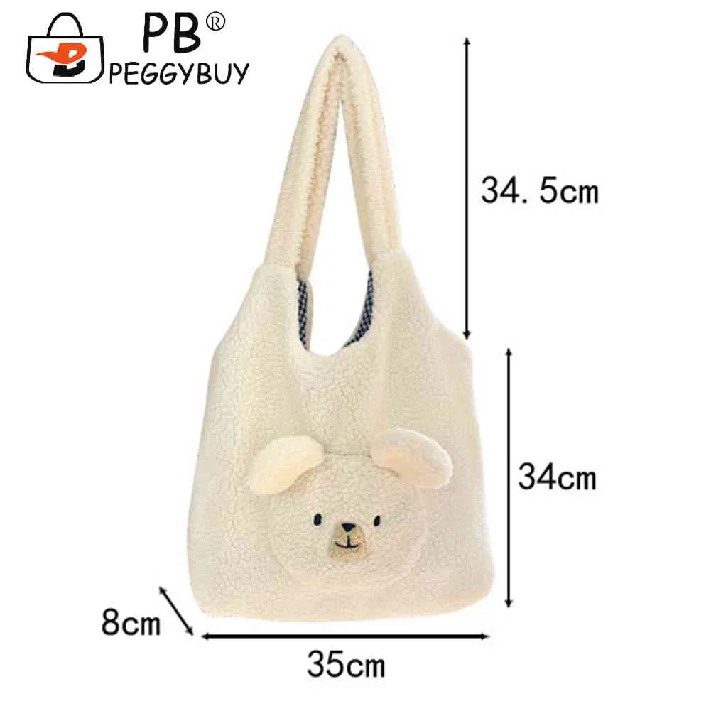 Fluffy Underarm Bag Large Capacity Bear Pattern Soft Casual