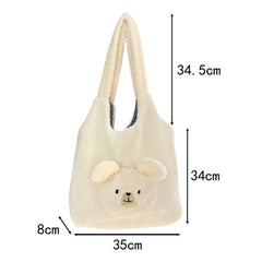 Bear Pattern Ladies Tote Bag Large Capacity Soft Casual for Holiday Party
