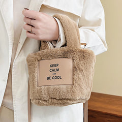 Plush Messenger Bags Lightweight Top-handle Bags Letter Printed Soft Casual