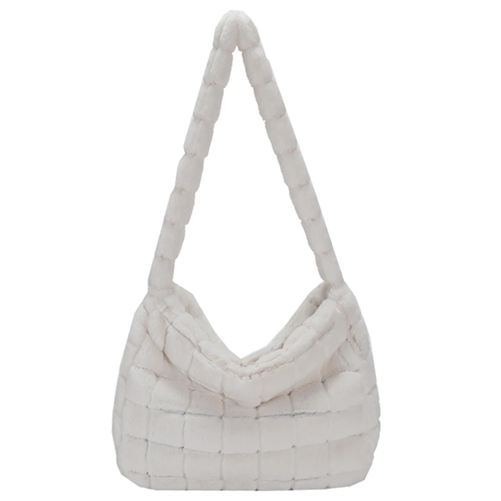 Fluffy Shoulder Bag Large Capacity Casual Soft Handbag