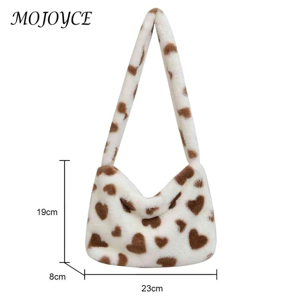 Heart Print Fluffy Shoulder Bag for Holiday Party