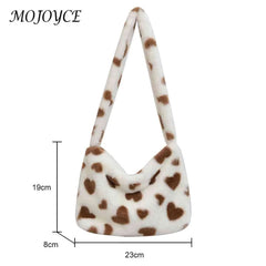 Heart Print Fluffy Shoulder Bag for Holiday Party