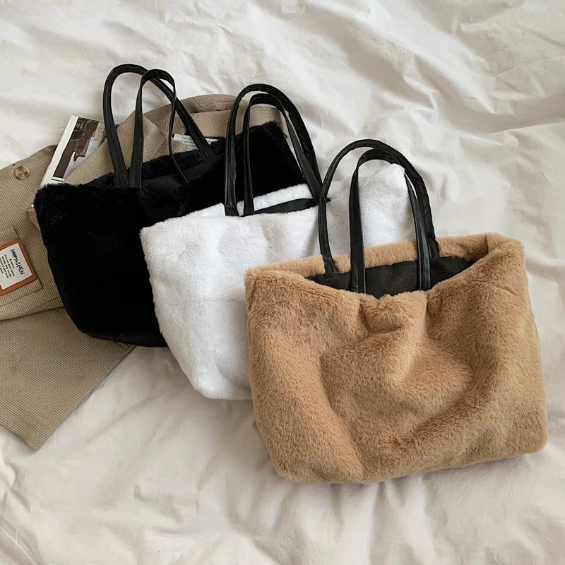Faux Fur Plush Shoulder Bag Women Large Capacity All-match