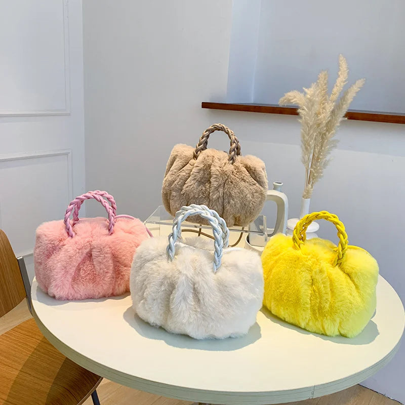 Plush Small Handbag Women Autumn Winter Soft Versatile One Shoulder Bag