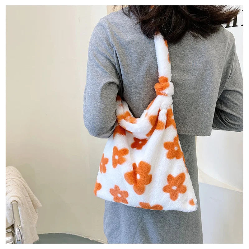 Plush Small Satchel Bag Women's Underarm Bag